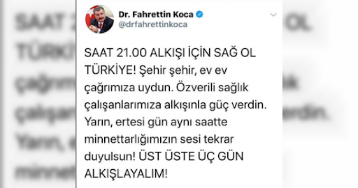 Sağlık Çalışanlarına Alkışlı Teşekkür