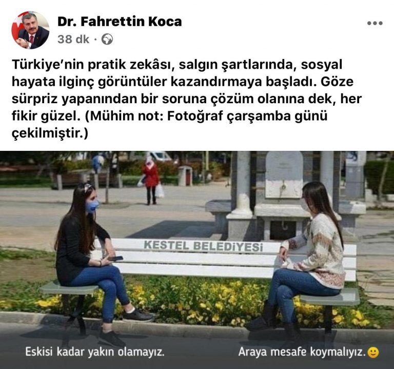 Sosyal Mesafeli Bank Sağlık Bakanı Koca’dan Beğeni Gördü