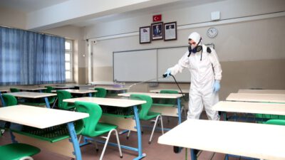 Okullar sınav öncesi dezenfekte edildi