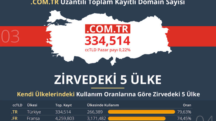 Ülke Uzantılı Alan Adı Kullanımında Lider Türkiye  Türkiye, alan adı sayısında dünyada lider
