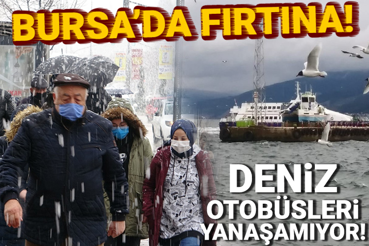 Bursa’da kar ve fırtına etkili oluyor! Deniz otobüsü iskeleye yanaşamadı