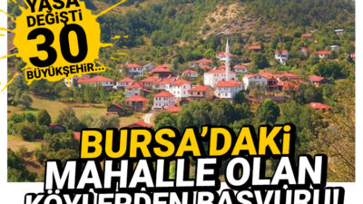 Mahalle olan köylerden kırsal başvurusu! Bursa da listede