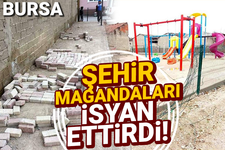 Bursa Yenişehir’de yeni yapılan parkı kullanılamaz hale getirdiler