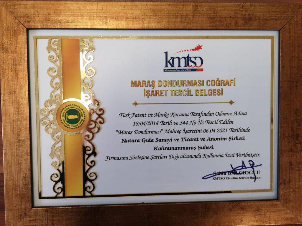 Golf Dondurma, “Maraş Dondurması” coğrafi işareti kullanım izni aldı