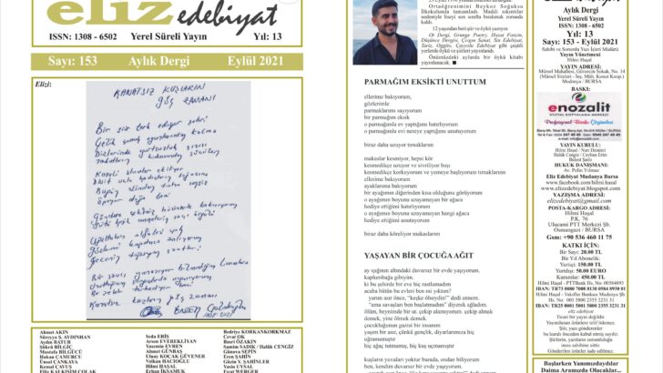 eliz edebiyat DERGİSİ’nin 153. SAYISI ÇIKTI