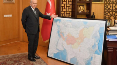 Bahçeli tasarlayıp çizdirdi: Türk Dünyası Haritası