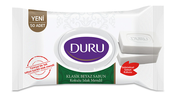 Duru, geleneksel beyaz sabun kokusunu ıslak mendil ile buluşturdu.