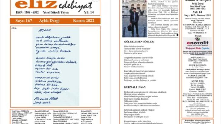 eliz edebiyat DERGİSİ’nin 167. SAYISI ÇIKTI!