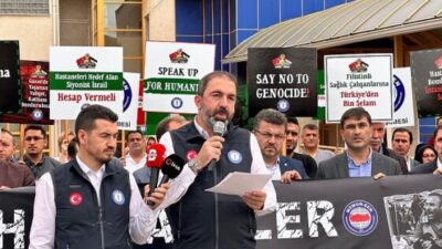 BURSA’DA SAĞLIK ÇALIŞANLARI FİLİSTİN İÇİN TEK YÜREK OLDU