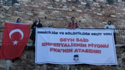 ‘Şeyh Said’ eylemine Türk Bayrağı ve pankartlı yanıt