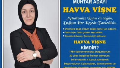 Kahramanmaraşlı Havva Vişne Mahmudiye’yi Yönetmeye Talip Oldu