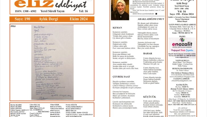 eliz edebiyat DERGİSİ’nin 190. SAYISI ÇIKTI!