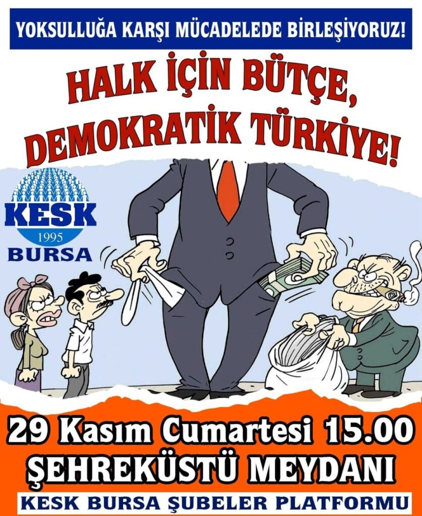 KESK Bursa Şubeleri’nden Bütçe Protestosu: “Yoksulluğa Karşı Birleşiyoruz!”