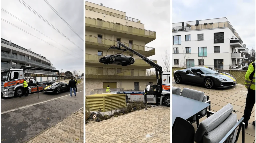 Garaj Bulamayınca Ferrari’yi Balkona Çıkardı!