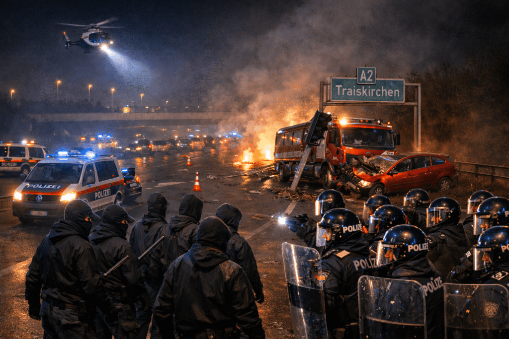 Maskeli ve Silahlı Grup A2 Südaotobahn’ı Bastı: Viyana Yönünde Trafik Durdu