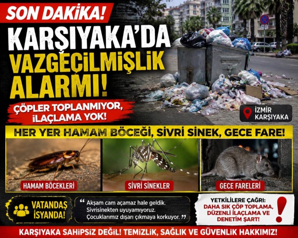 Karşıyaka’da Çöp Krizi İddiası: Vatandaşlar Tepkili, Sokaklarda Kötü Koku ve Haşere Şikâyeti Artıyor