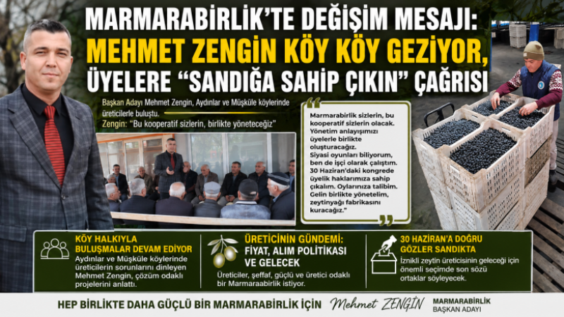 MARMARABİRLİK’TE DEĞİŞİM MESAJI: MEHMET ZENGİN KÖY KÖY GEZİYOR, ÜYELERE “SANDIĞA SAHİP ÇIKIN” ÇAĞRISI