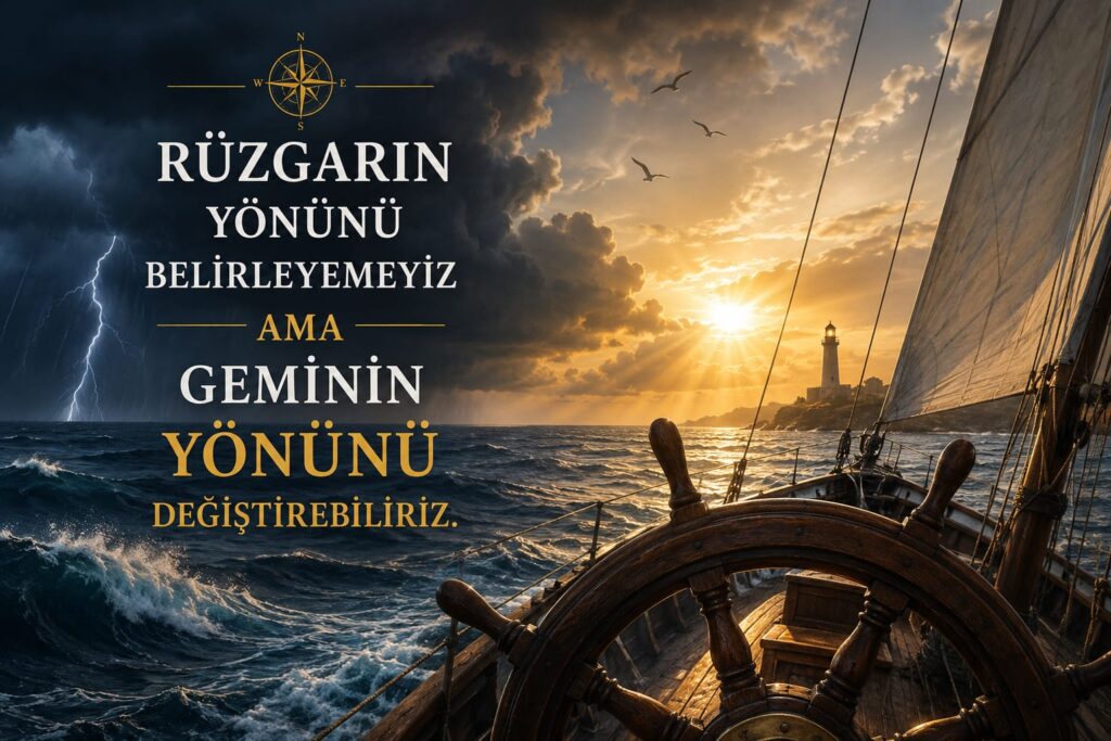 RÜZGARIN  YÖNÜNÜ BELİRLEYEMEYİZ  AMA GEMİNİN YÖNÜNÜ  DEĞİŞTİREBİLİRİZ.