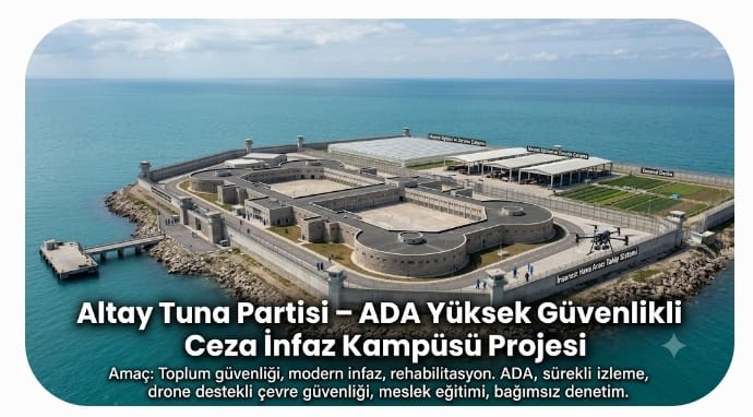 Altay Tuna Partisi’nden Ceza İnfaz Sistemine Kapsamlı Reform Önerisi: “ADA Yüksek Güvenlikli Ceza İnfaz Kampüsü Projesi” Kamuoyuna Açıklandı
