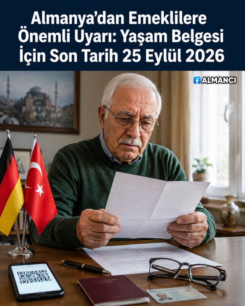 Almanya’dan Emekli Maaşı Alanlar İçin Yaşam Belgesi Uyarısı: Son Tarih 25 Eylül 2026