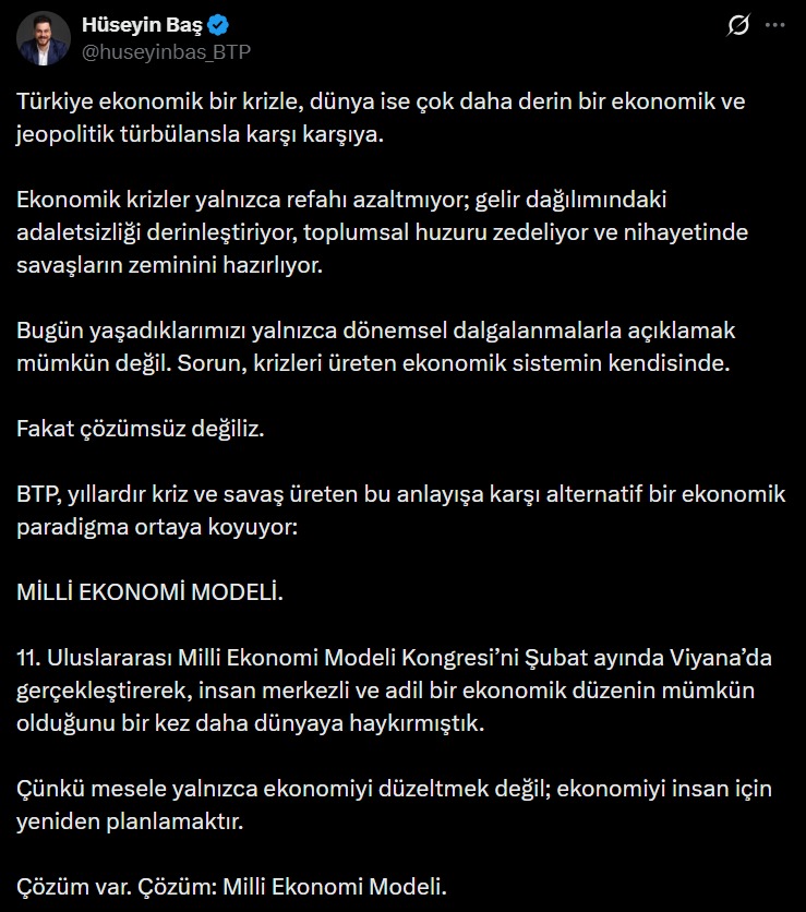“Çözüm var, Çözüm: Milli Ekonomi Modeli”