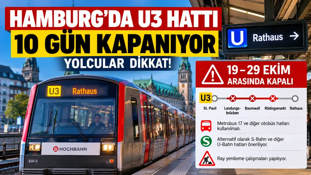 HAMBURG’DA SONBAHAR TATİLİNDE TOPLU TAŞIMAYA RAYLI SİSTEM ENGELİ: S-BAHN VE U-BAHN HATLARINDA KAPATMALAR!
